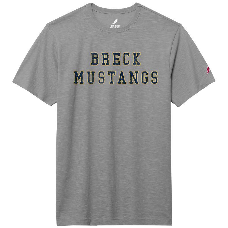 League Slub Tee - Stone Gray - Breck Mustangs