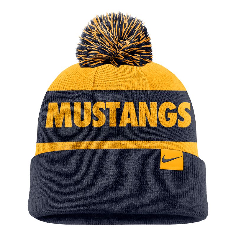Winter Hat - Nike Breck Mustangs Youth Stripe Peak Beanie w/Pom