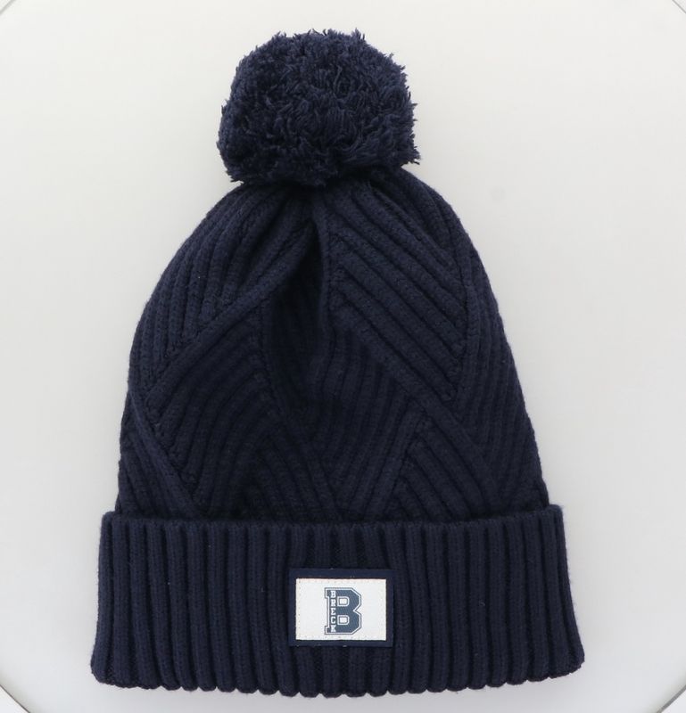 Winter Hat - Legacy Bridger Textured Cuff Beanie - Navy with "B"