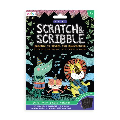 OOLY Mini Scratch and Scribble Safari Party Guided Artwork Kit