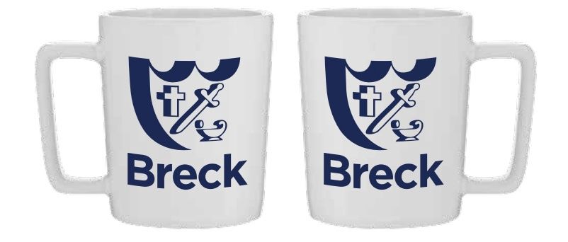 Madrid Bistro Mug - White with Navy Breck &amp; Shield