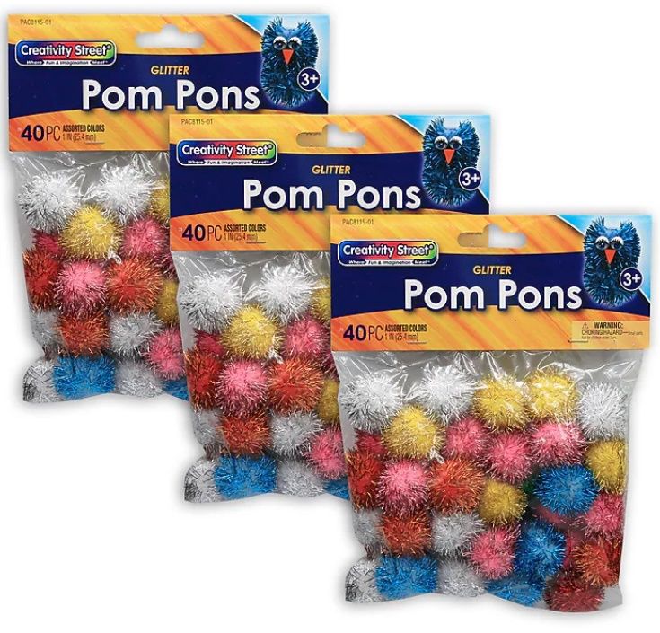 Creativity Street Glitter Pom Pons