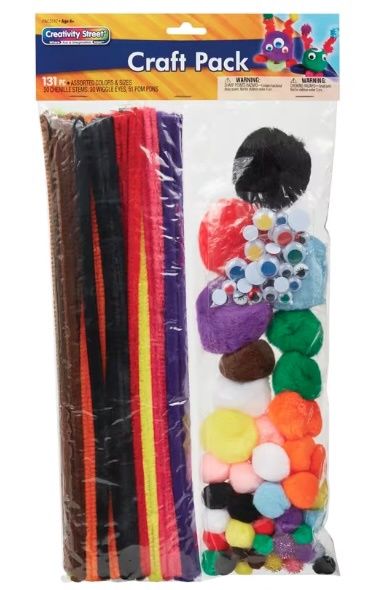 Creativity Street Craft Pack - Stems, Wiggle Eyes, PomPons