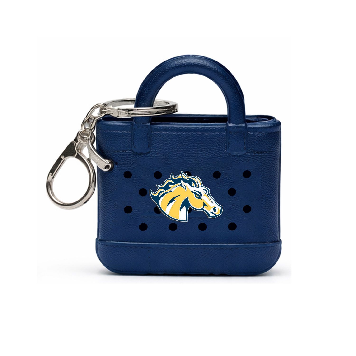 Mini Beach Bage Tote with 3 Color Mustang Charm, Color: Navy