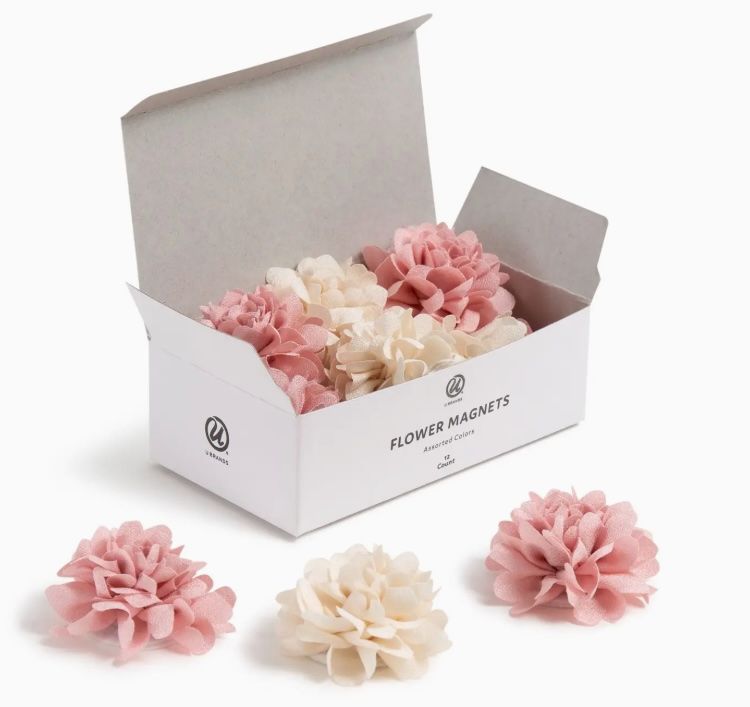 U Brands Mini Flower Magnets - Pink &amp; Cream