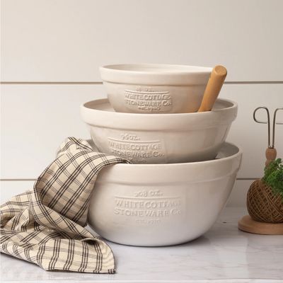 White Cottage Ceramic Mixing Bowl