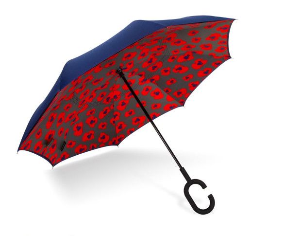 UnbelievaBrealla Print Reverse Closing Umbrella , Color: Indigo / Inga