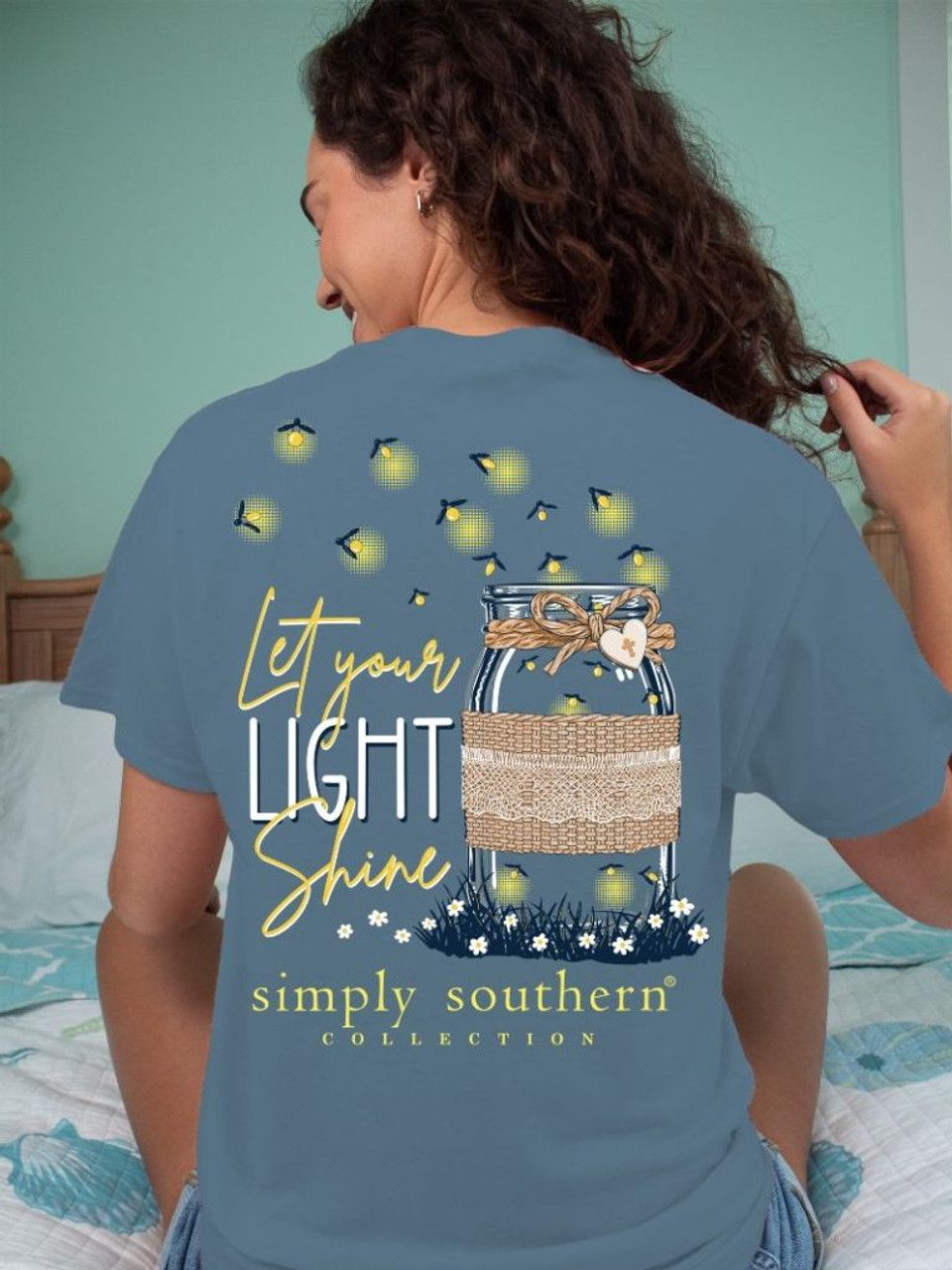 Let Light Shine Tee by Simply Southern, Size: SM, Color: Comet Blue