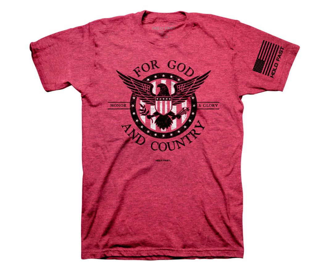 God and Country Hold Fast Tee, Color: Red Heather, Size: SM