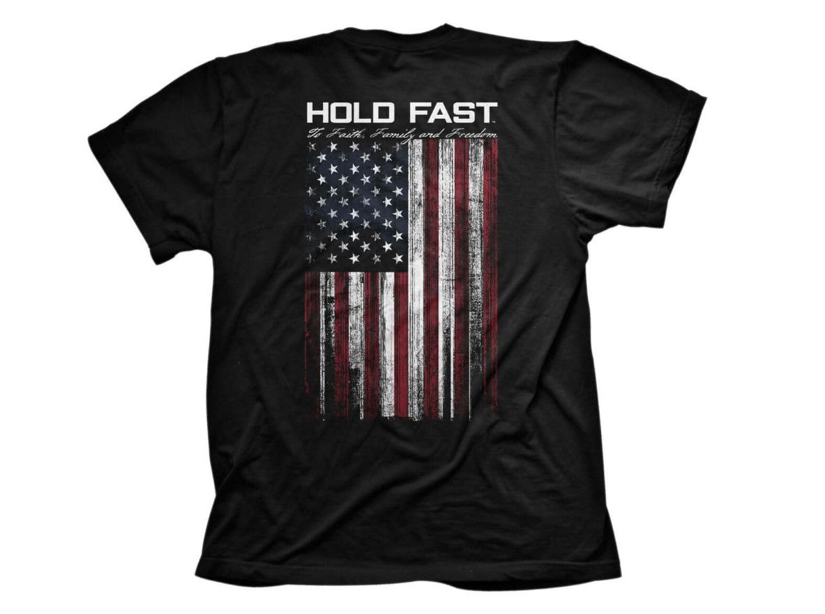 US Flag Hold Fast Tee, Color: Black, Size: SM
