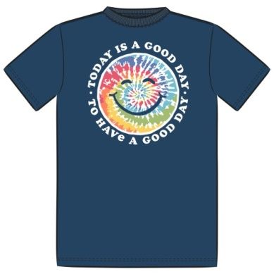 Kids Tie Dye Smile Good Day SS, Color: Dark Blue, Size: XS