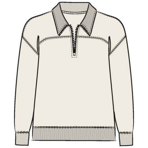 Women&#39;s Solid French Terry Boxy Quarter, Color: Putty White, Size: S