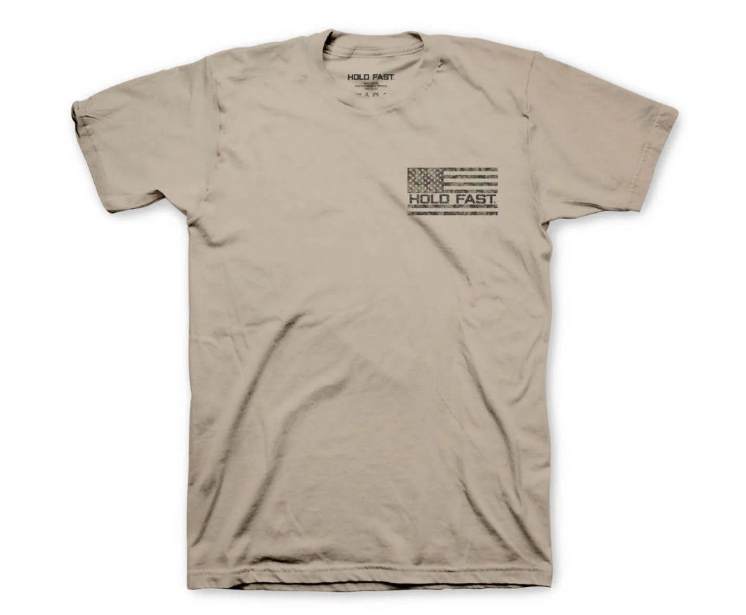 Pro Faith Family Freedom Hold Fast Tee, Color: Khaki, Size: SM