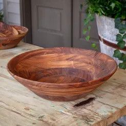 Wooden Serving Bowl, Size: LG 18”