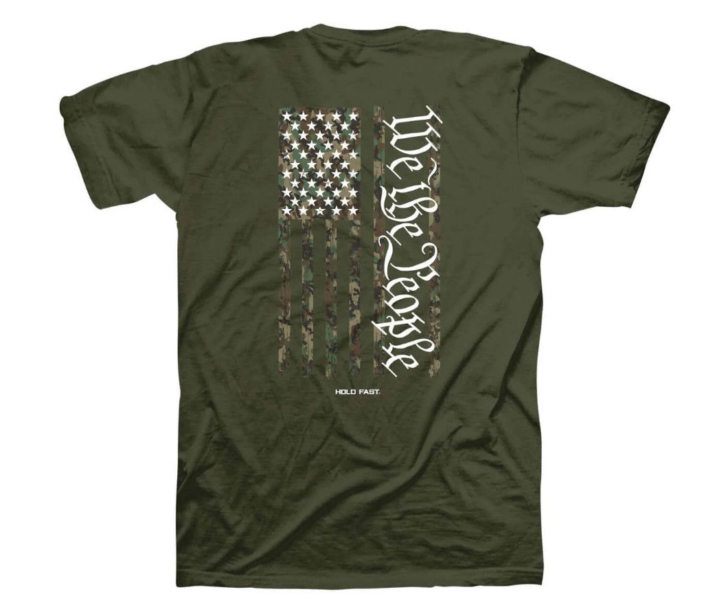 We the People Flag Hold Fast Tee, Color: Military Green, Size: SM