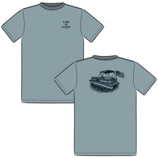 Men&#39;s Pontoon Boat Short Sleeve Crusher, Color: Smoky Blue, Size: M