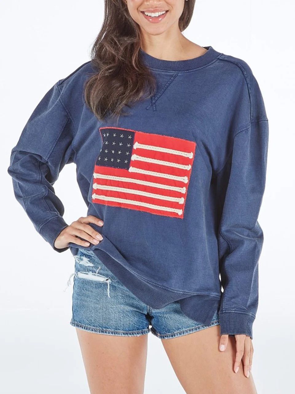 USA Flag Crew Sweatshirt, Size: SM