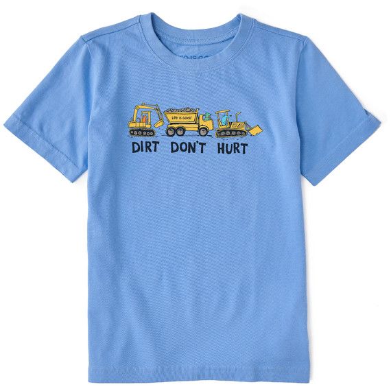 Kids Dirt Don&#39;t Hurt  Crusher Tee, Color: Cornflower Blue, Size: S