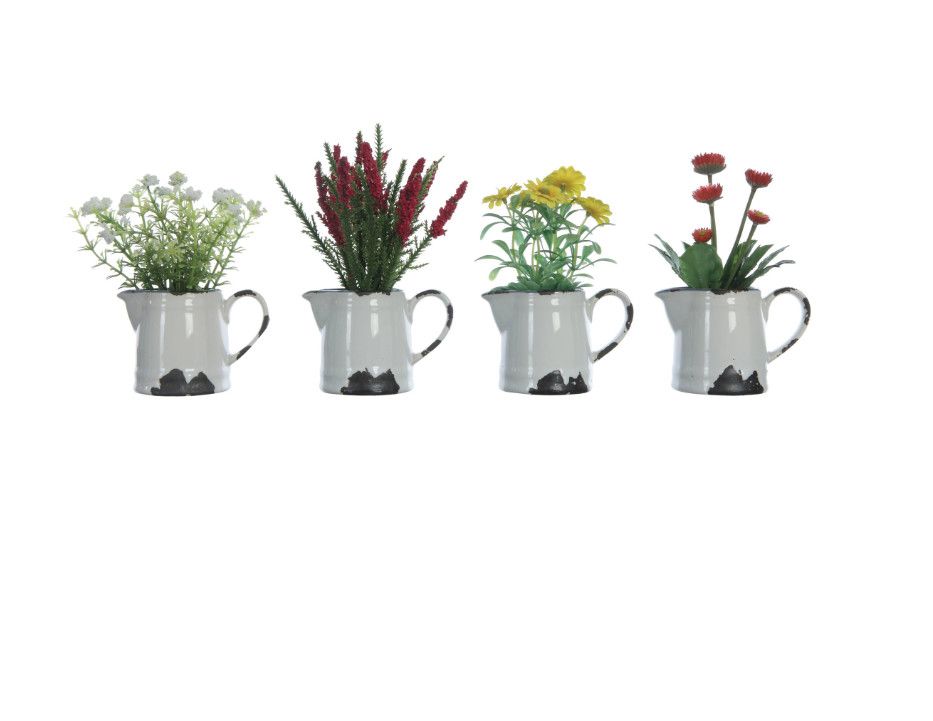 Faux Flowers in Distressed Pitcher