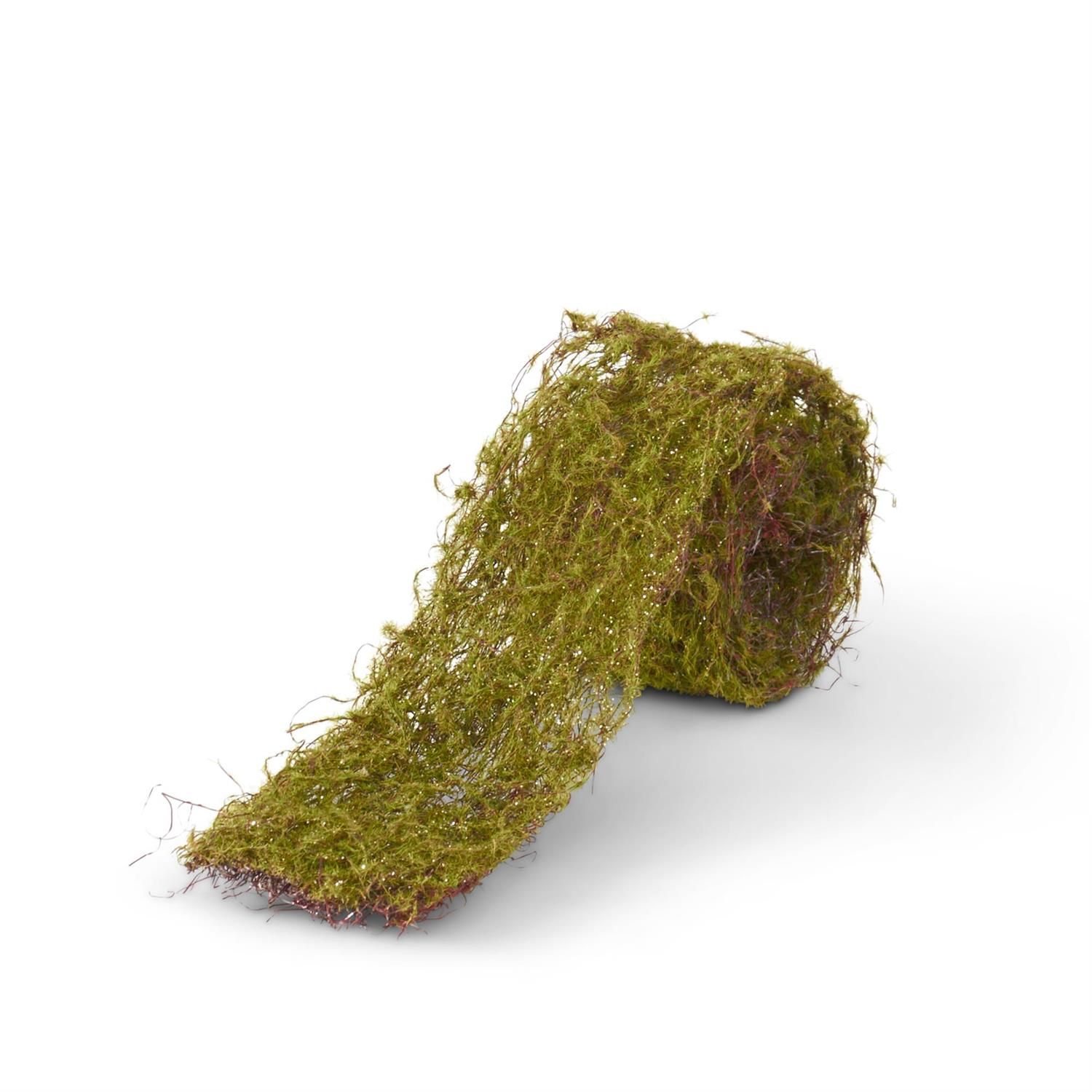 Clearance - 2.5&quot; Glittered Moss Ribbon 1 Yard