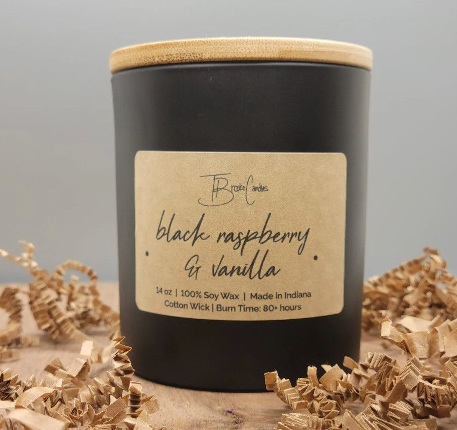 Black Raspberry Vanilla 14 oz Black w/ Cotton Wick by TBrookeCandles