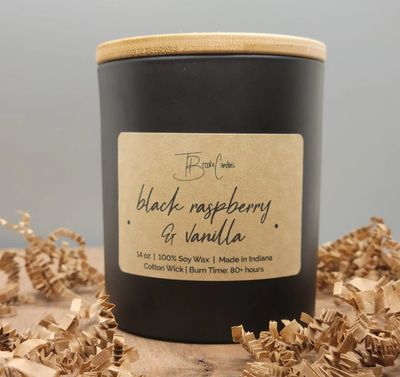 Black Raspberry Vanilla Black w/ Cotton Wick by TBrookeCandles