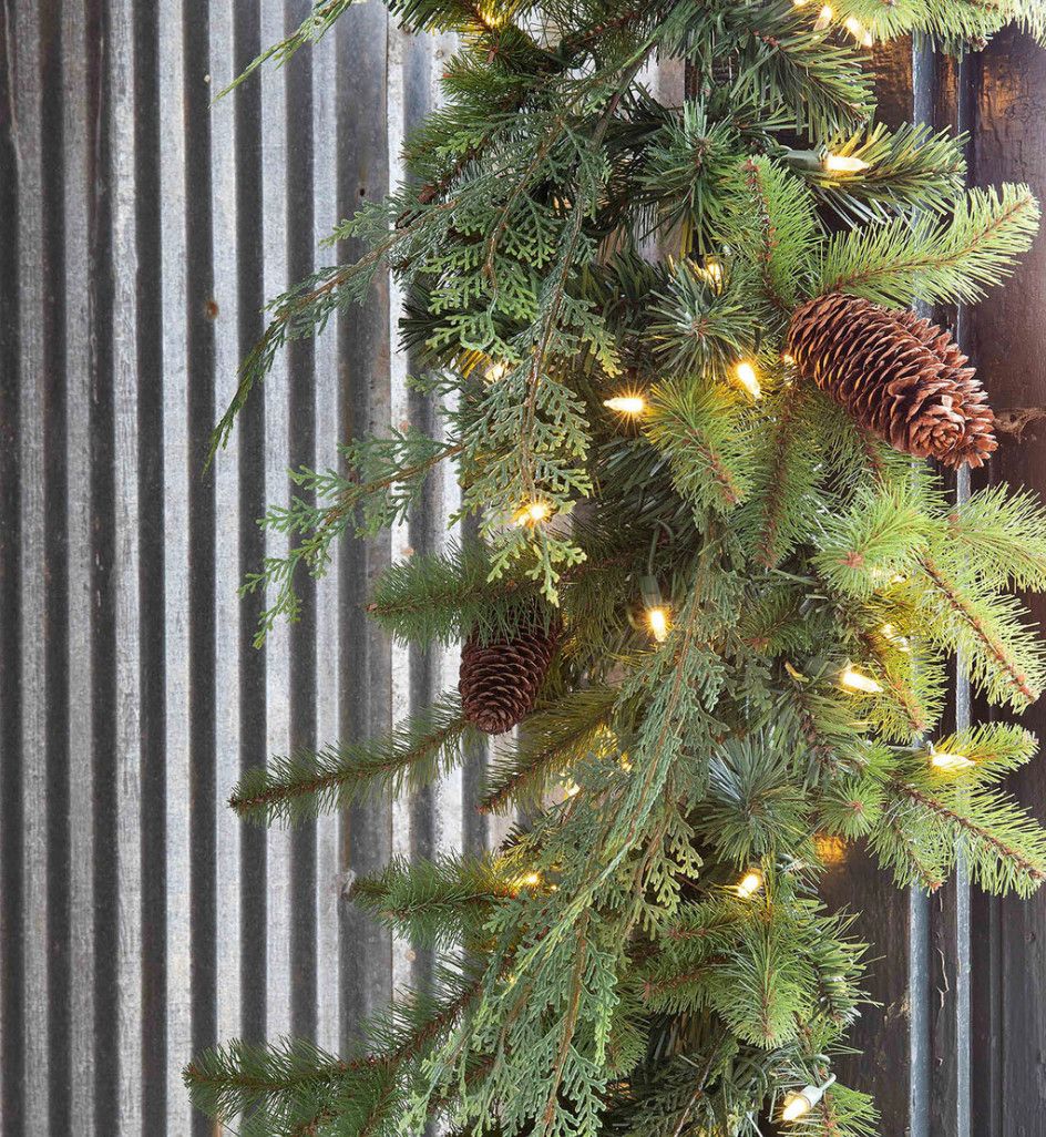 Mixed Evergreen Garland with LED Lights