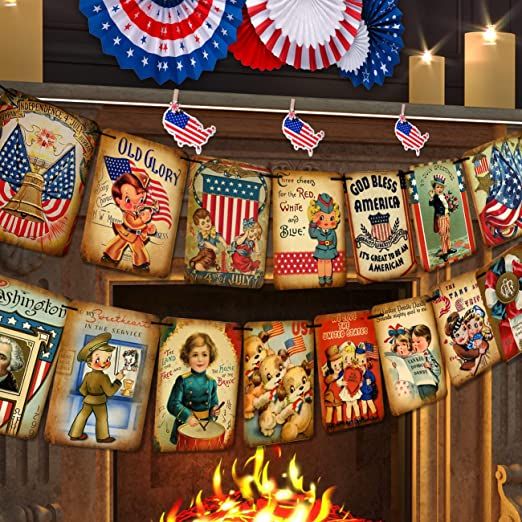 Clearance - 4th of July Banner - Vintage Style