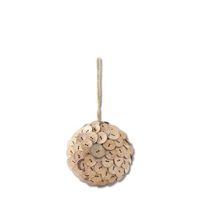 Coconut Button Ball Ornament 4&quot;