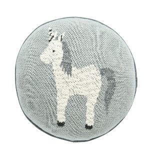 Cotton Knit Pillow with Unicorn 12&quot;