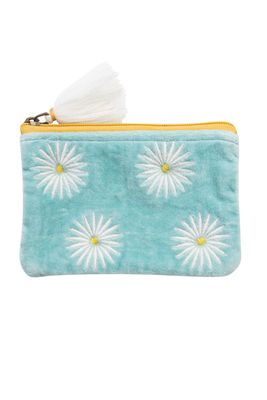 Clearance Velvet Bag Teal Daisy