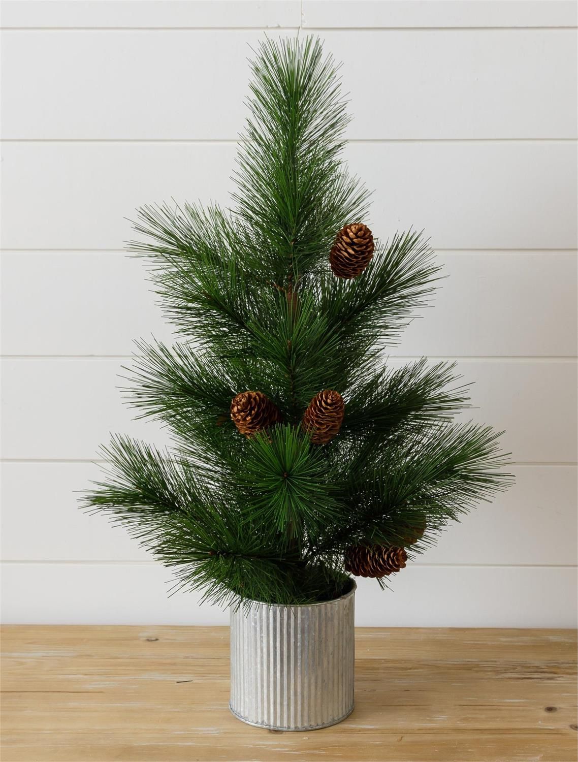 White Pine Tree with Pinecones in Metal Pot 25”