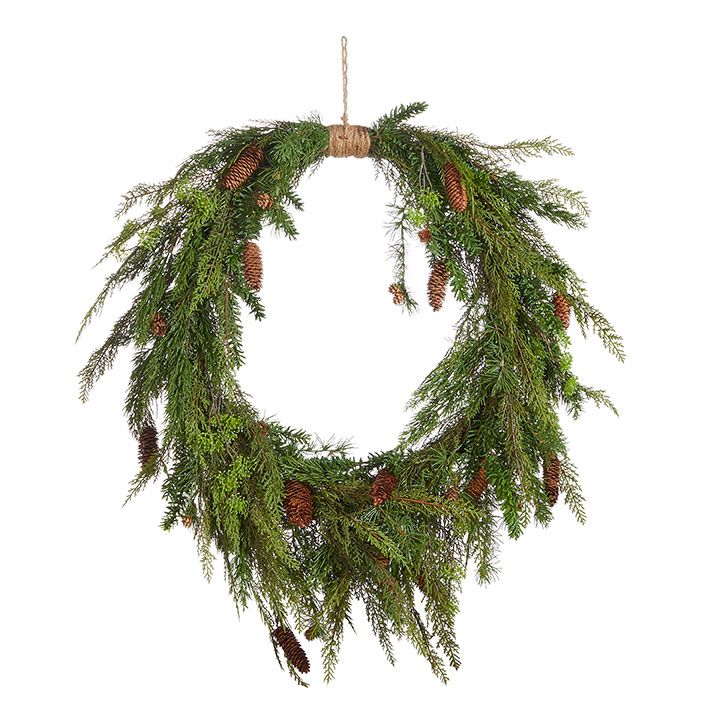 Oval Cedar &amp; Pinecone Wreath  36&quot;