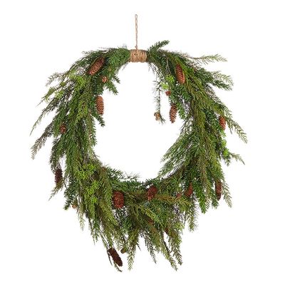 Oval Cedar &amp; Pinecone Wreath  36&quot;