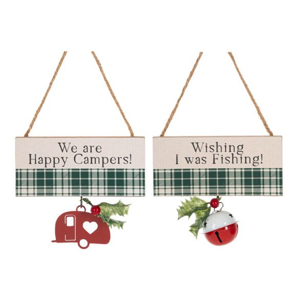 Clearance - Outdoor Message Ornaments Camp &amp; Fish