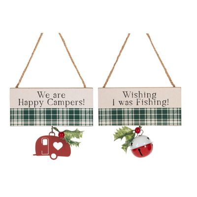 Clearance - Outdoor Message Ornaments Camp &amp; Fish