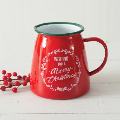 Wishing You a Merry Christmas Creamer Cup Red