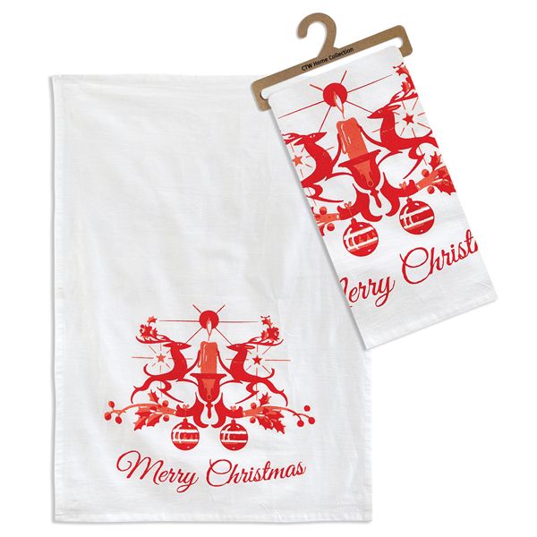 Merry Christmas in Red Tea Towel