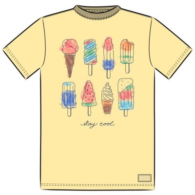Kids Ice Cream &amp; Popsicles Sandy Yellow SS Tee SM by Life is Good
