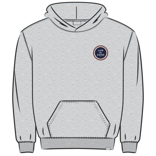 Mens Fleece Hoodie Good Vibes Heather Gray XL by Life is Good