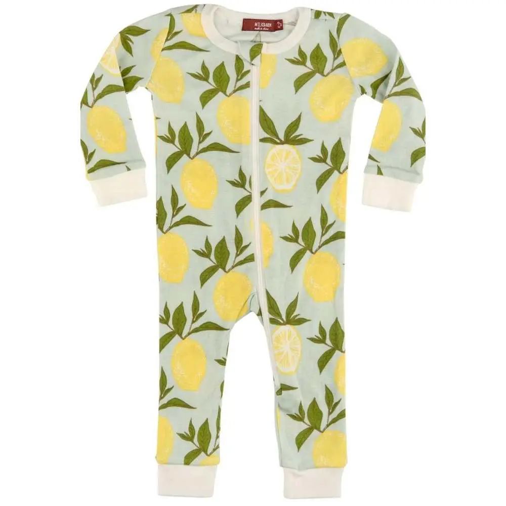 Organic Zipper Pajama, Color: Lemon, Size: 12-18M
