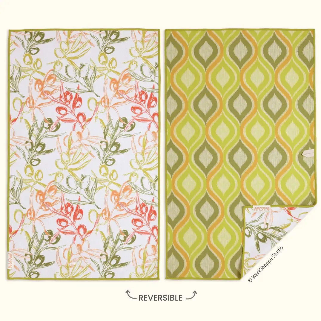 Microfiber Double Sided Towel, Style: Olive Branch