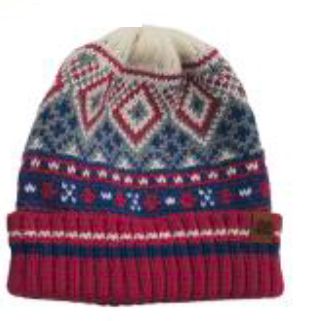 Kid's Fair Isle Beanie, Color: Red