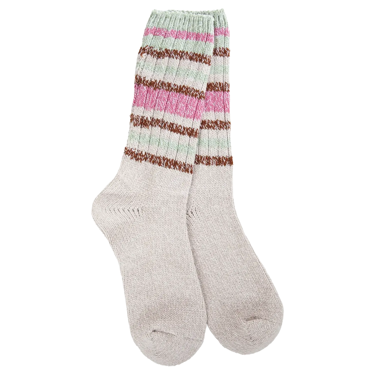 Ragg Crew Stripe Socks, Color: Mushroom Stripe