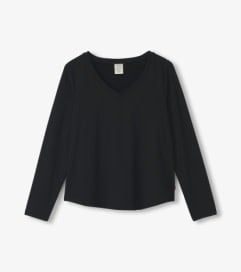 V-Neck LS Tee in Bag, Color: Black, Size: XS