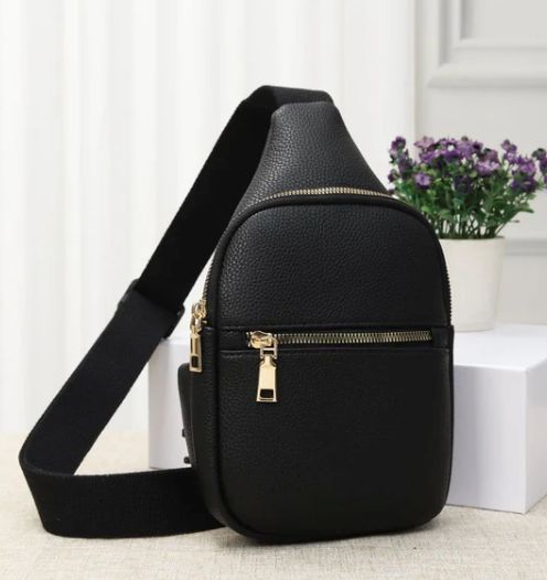 Slim Fit Sling Bag, Color: Black