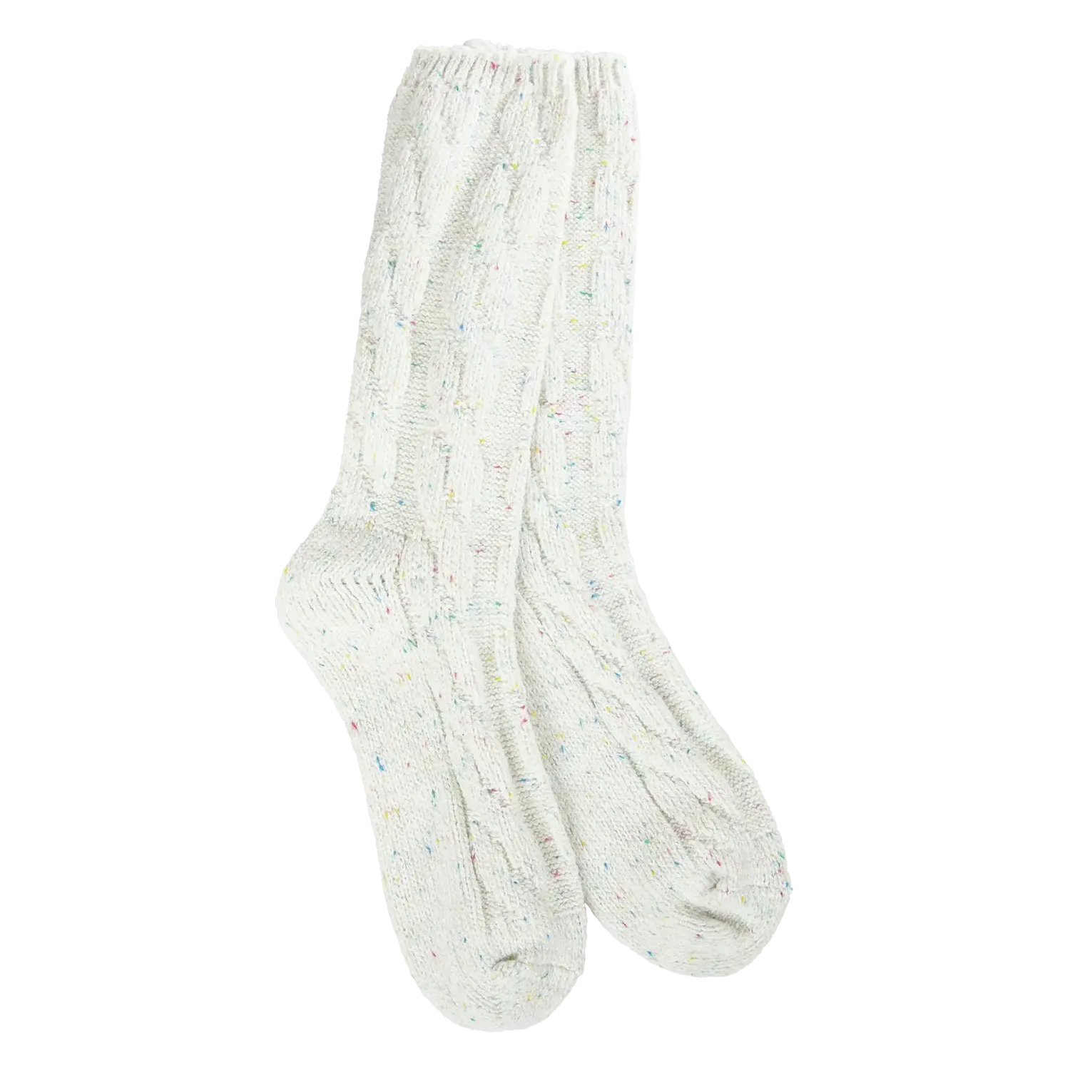 Ragg Cable Crew Socks, Color: Vanilla Confetti