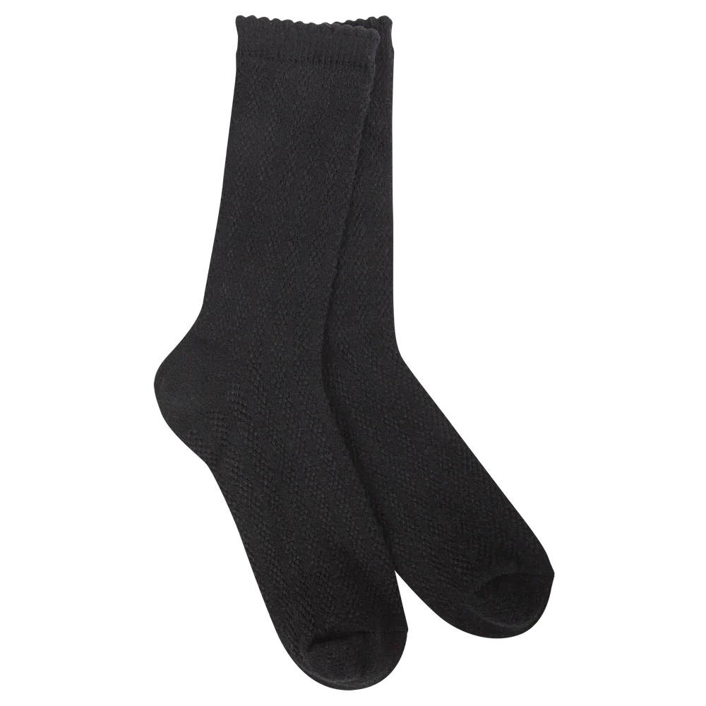 Pointelle Crew Socks, Color: Black
