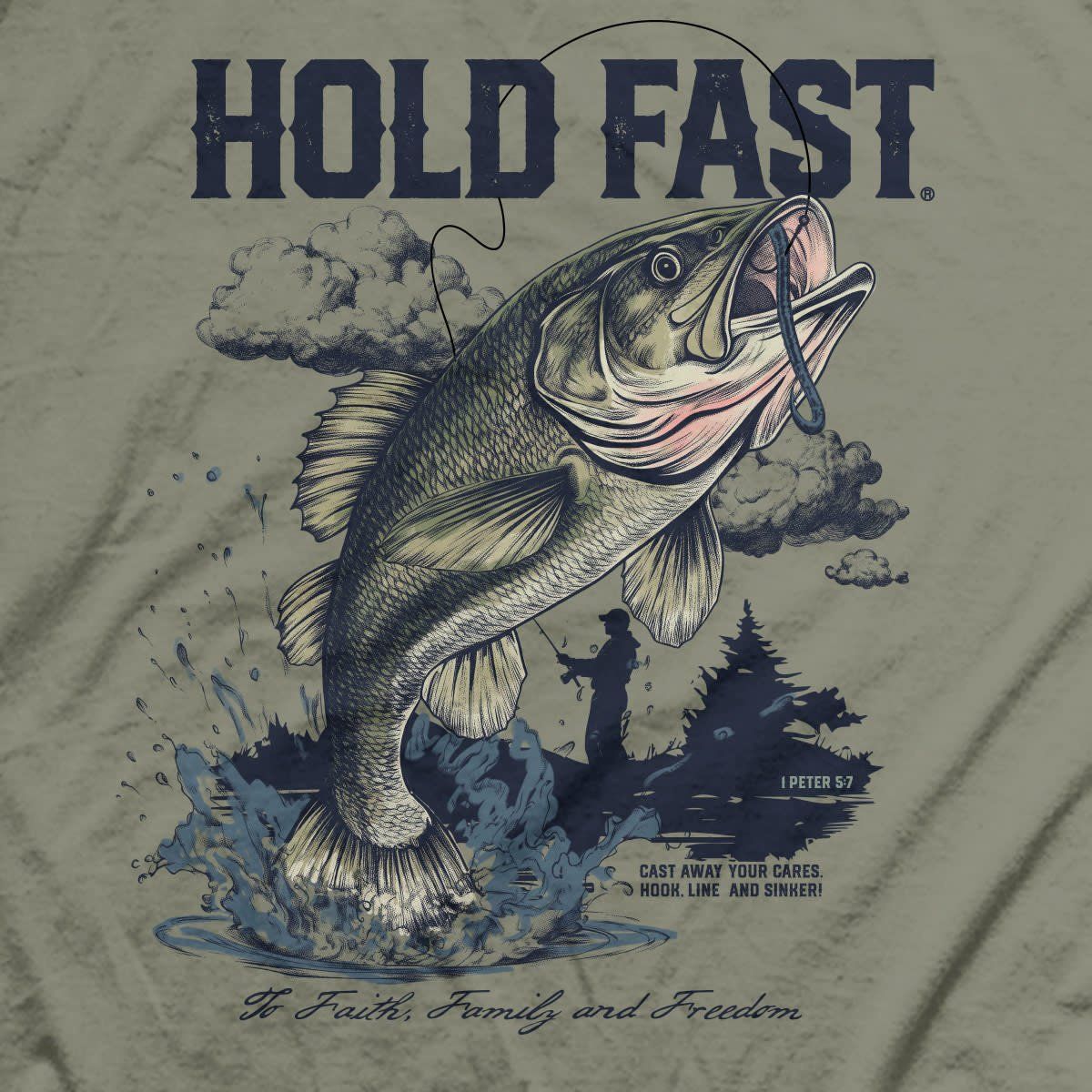 Fishing, Hold Fast T-Shirt, Size: 2X