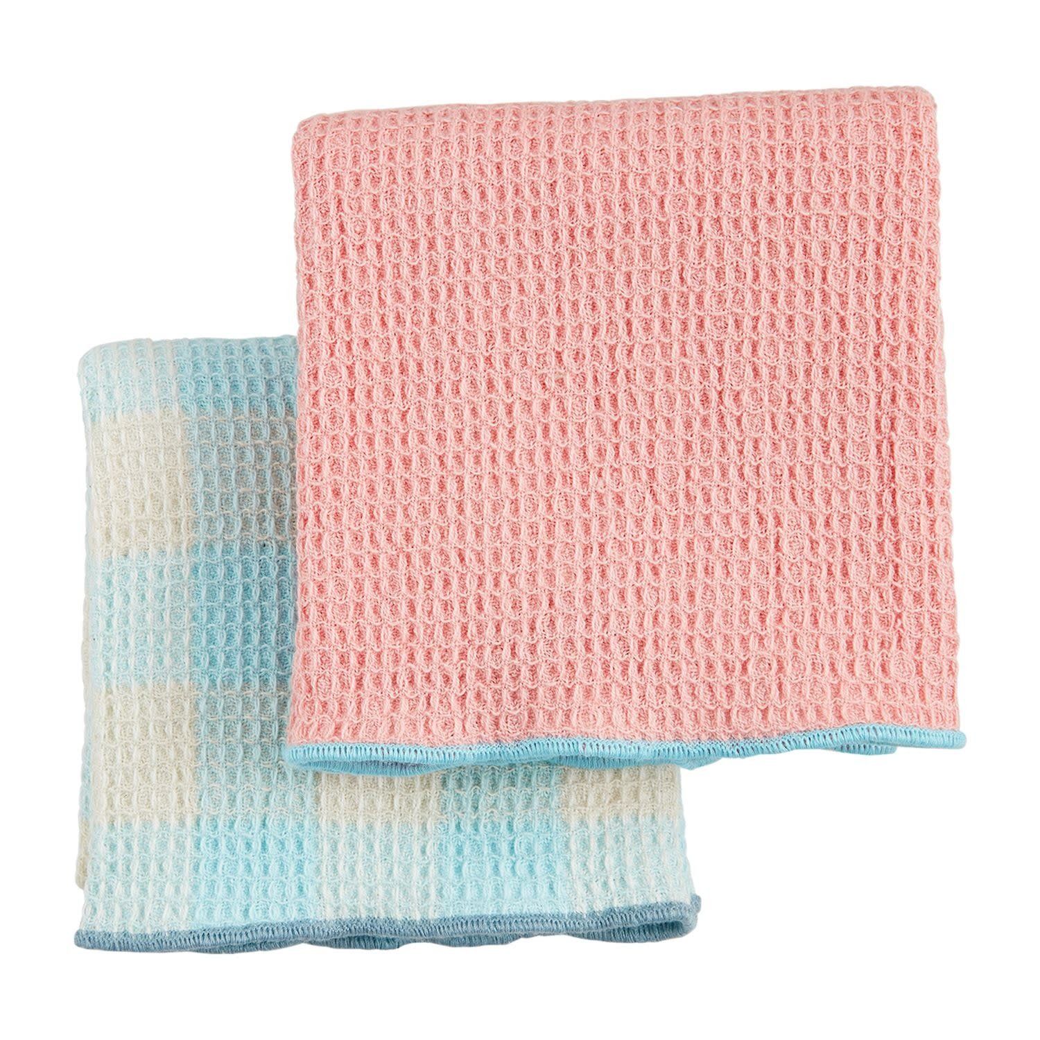 Colorful Waffle Towel Set, Color: Pink